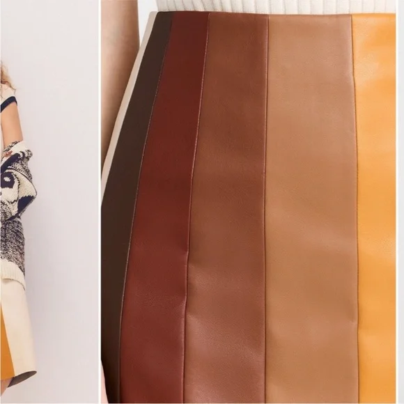 NWT MOTHER The Bits And Pieces Skirt Faux Leather Multicolored Size M 70s - Picture 4 of 15